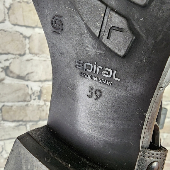 Spiral Leather Slouchy Biker Cowboy Boot Adjustable Harness Black Size 39 - Picture 12 of 12